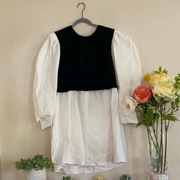 Black and White Twofer Sweater Mini Dress - NWT - 20W - Picture 1 of 8